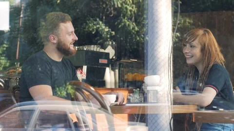 Friends in cafe Stock Footage 95217672