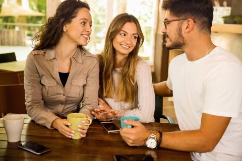 Friends at the cafe Stock Photos