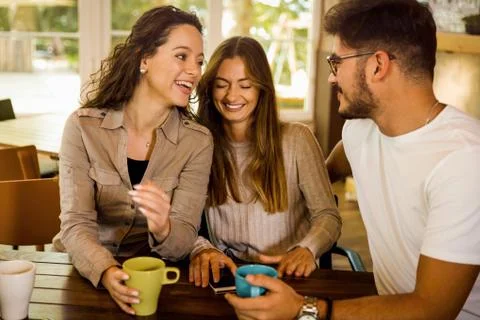 Friends at the cafe Stock Photos