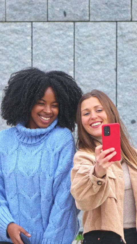 Friends Capturing Selfies with Smartphone Stock Footage 262456992