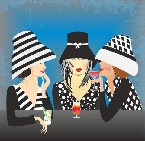 Friends chat in the cafe, Stock Illustration