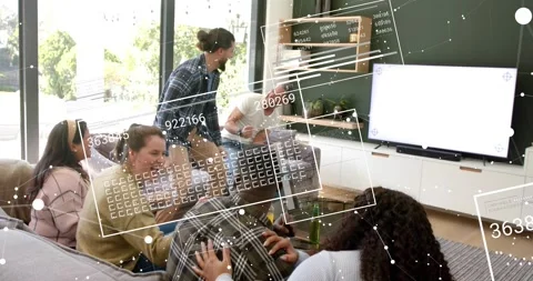 Friends cheering and high-fiving as sports game hitting climax on TV, data Vídeo Stock 316960432