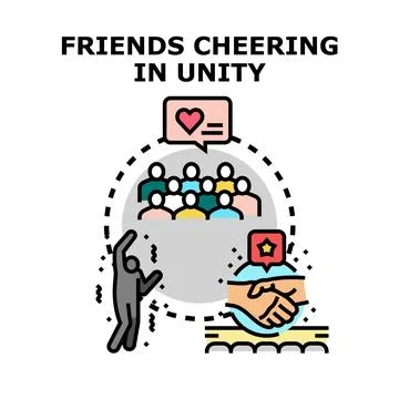 Friends collaborating and celebrating with unity concept Stock Illustration