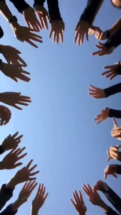 Friends with compact hands Stock Footage 198960175