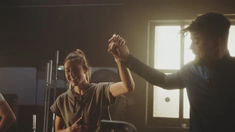 Friends completing workout session Stock Footage 236190180