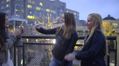 Friends Dance And Sing Along, While Their Friend Videos Them With A Smartphone Stock Footage 63381864