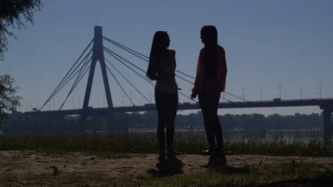 Friends dance on the coast. Stock Footage 108350259