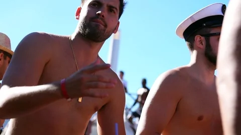 Friends Dancing and Having fun on Pool Party Stock Footage 86219212