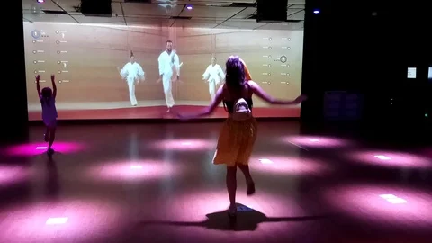 Friends dancing at Dancing attraction. Vinpearl. Stock Footage 100405203