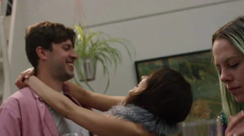 Friends dancing at a dinner party Vídeo Stock 58581994