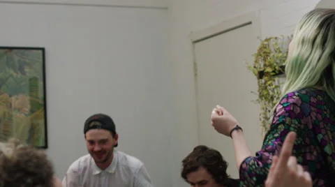 Friends dancing at a house party Stock Footage 58582009