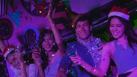 Friends dancing at a party Stock Footage 80552887