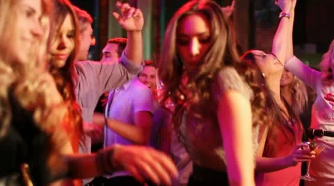 Friends Dancing At A Party, girls having a night out with some drinks Stock Footage
