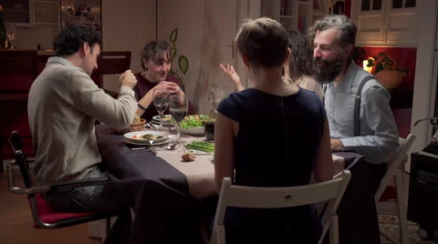 Friends at dinner Stock Footage 46521777