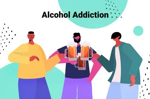 Friends drinking beer addicted drunk people having fun alcohol addiction alco 스톡 일러스트