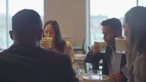 Friends drinking together at restaurant Stock Footage 75169214