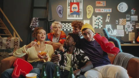 Friends Enjoying Snacks and Laughing at Stock Video Pond5