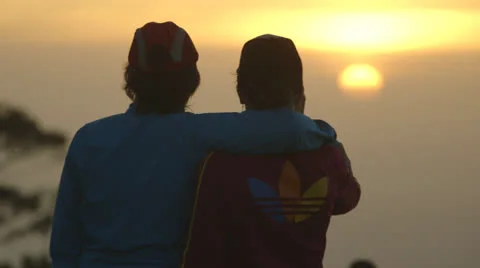 Friends enjoying sunset Stock Footage 27167701