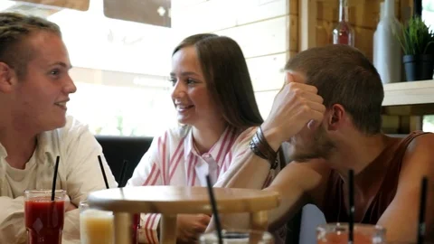 Friends enjoying together in the restaurant. Stock Footage