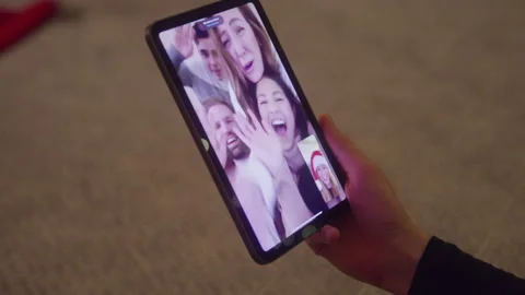 Friends On Face Time Screen Stock Footage 208795828