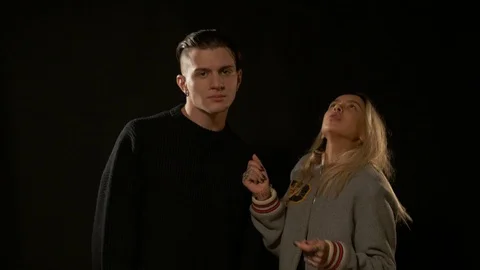 Friends fooling around in the studio Stock Footage 72287799