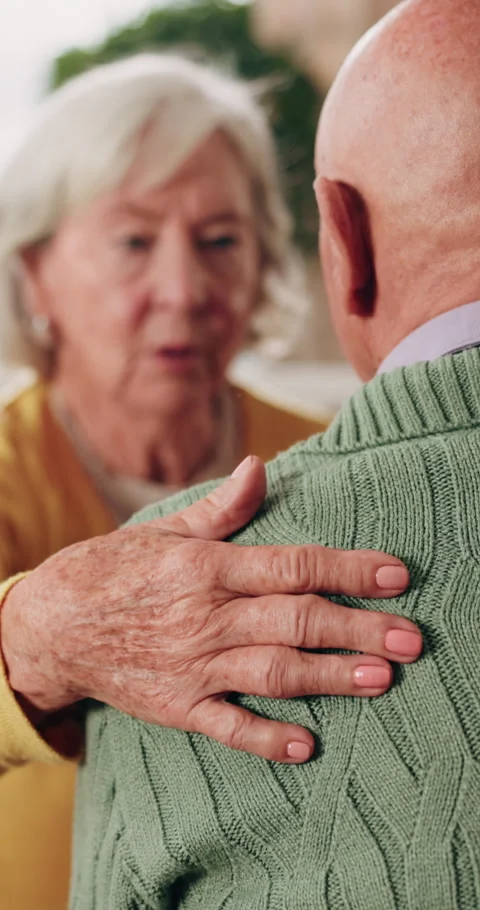Friends, hand and elderly people with care, support and appreciation for Stock Footage 339047053