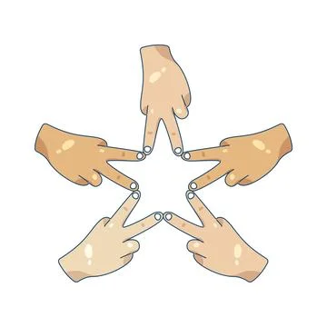 Friends’ hands forming a star shape Ilustración de archivo