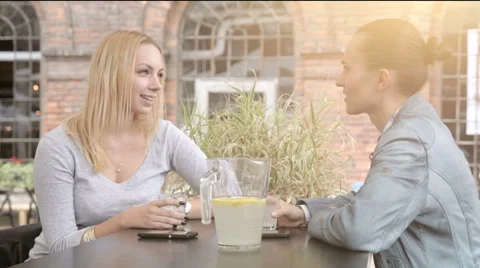 Friends having conversation in cafeteria.FULL HD. Video stock 45153551