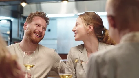 Friends having dinner at restaurant. Stock Footage 125072920