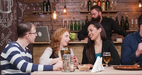 Friends having fun and drinking beer Stock Footage 102558463