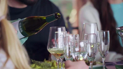 Friends having fun dining in luxury restaurant with delicious Italian cuisine Stock-Footage 317577620