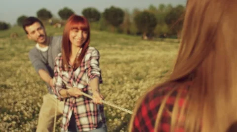 Friends having fun in the park Stock Footage 62777045