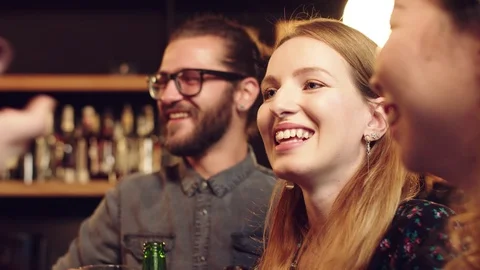 Friends having fun at pub. Stock Footage 125083710