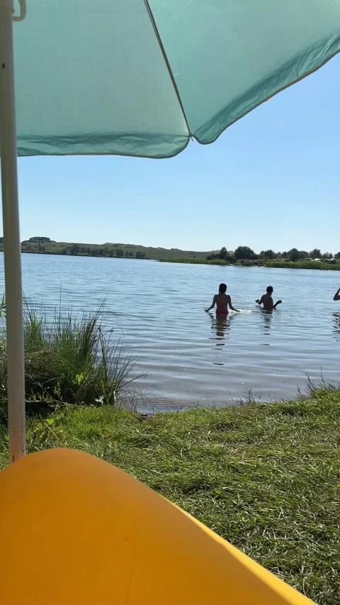 Friends having fun at river beach Stock Footage 250346639