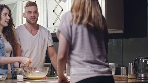 Friends Having Fun While Baking Together Video stock 74342425