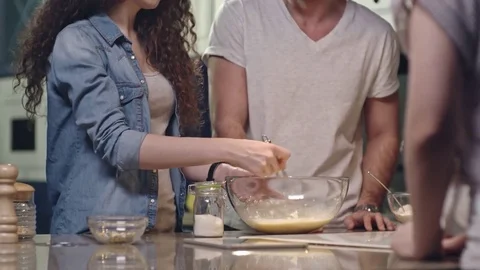 Friends Having Fun While Baking Together Video stock 74343006