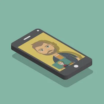 Friends having a video call. Flat vector illustration. Stock Illustration