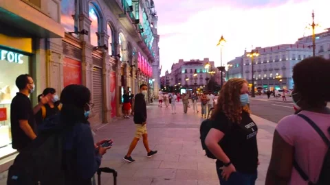 Friends Hugging Under Sunset In Madrid, 4K, Diversity Stock Footage 157684863
