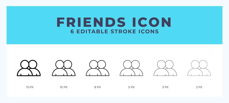 Friends icon with different stroke. Editable stroke. Vector illustration. Stock Illustration