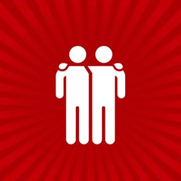 Friends icon vector illustration isolated on sunburst background. Friendship  Stock Illustration