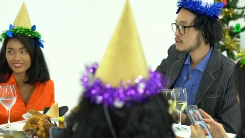 Friends join dinner together Stock Footage 113603074