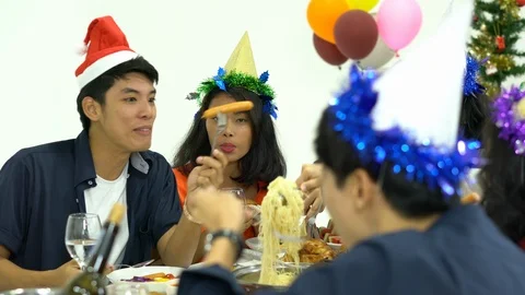 Friends join dinner together Stock Footage 113603306