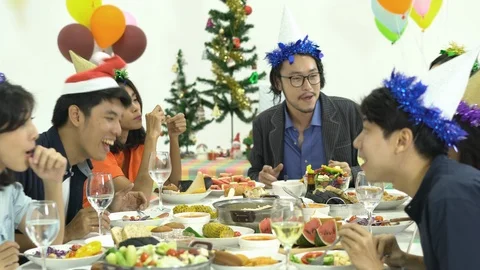 Friends join dinner together Stock Footage 113604521