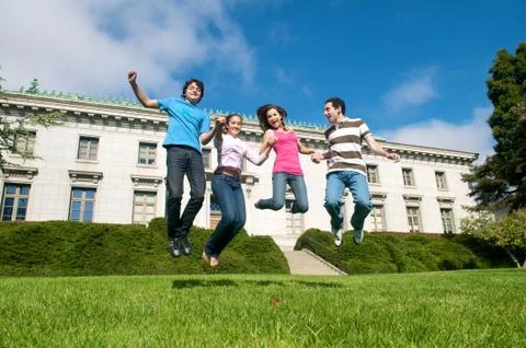 Friends jumping. Stock Photos