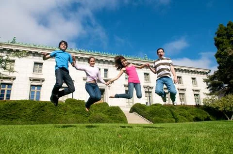 Friends jumping. Stock Photos
