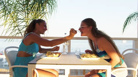 Friends Laughing And Having Fun During Lunch Stock Footage 285325965