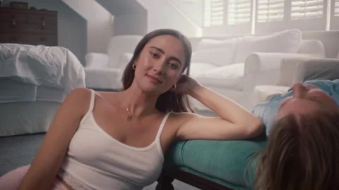 Friends Looking At Camera and relaxing in a room after hair removal Stock Footage 279167971