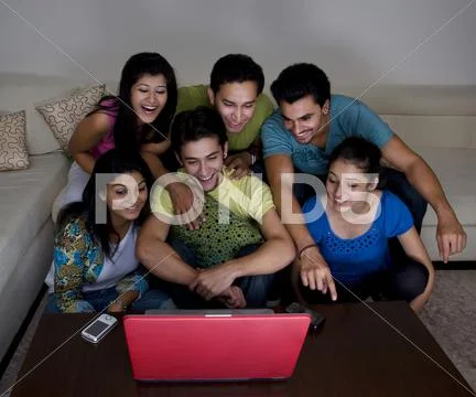 Friends Looking At A Computer