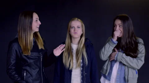 Friends Make Funny Faces And Interact (On Black Background) Stock Footage 63312287