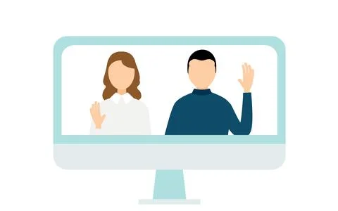 Friends making online calls using the app Illustrazione stock